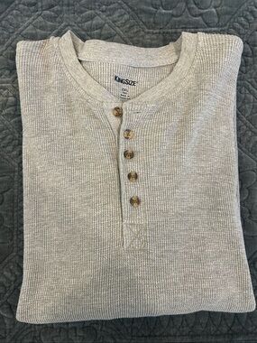 Kingsize Men's Light Gray Thermal Henley Sweatshirt